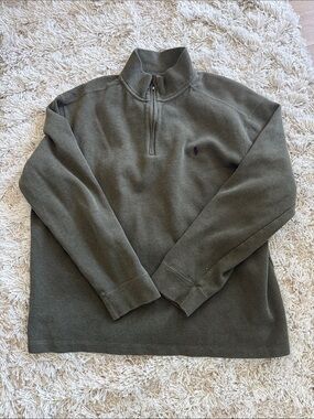 Polo Ralph Lauren Olive Green Half-Zip Pullover Sweatshirt Men's XXL